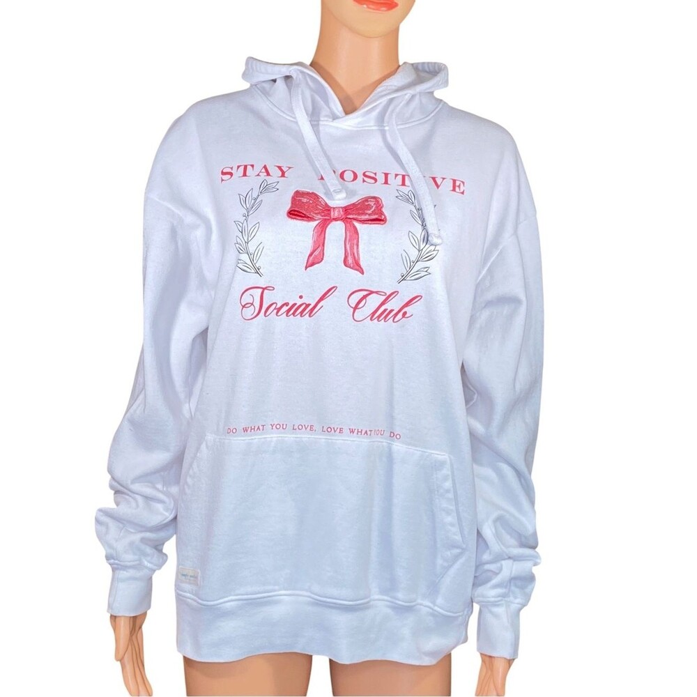 Simply Southern Oversized Hoodie Stay Positive Soft Cozy Embroidered SZ XS - S